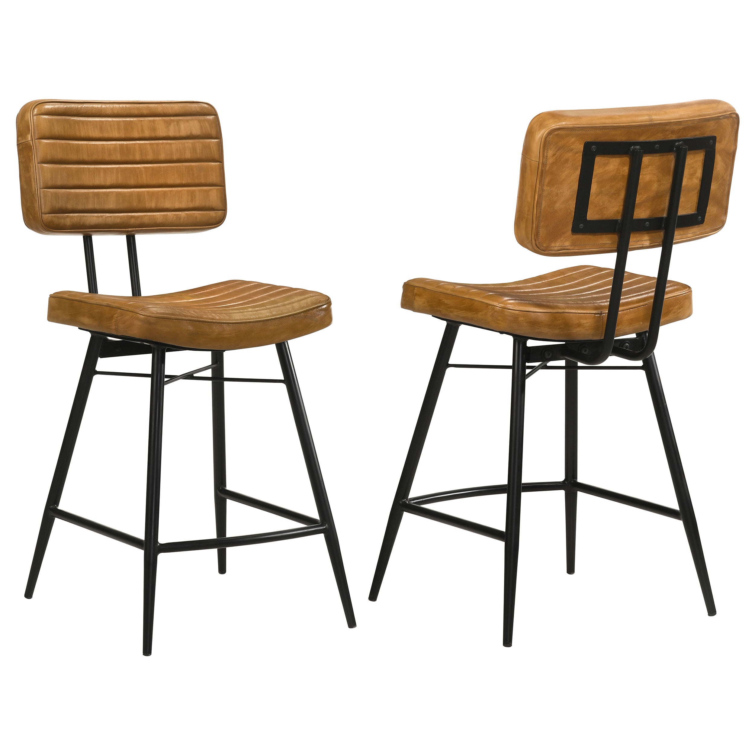 Best Furniture Outlet - Coaster - Partridge Leather Counter Chair Antique Camel (Set of 2) - 110649