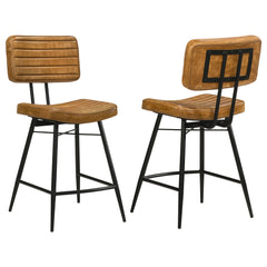 Best Furniture Outlet - Coaster - Partridge Leather Counter Chair Antique Camel (Set of 2) - 110649
