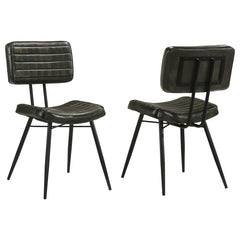 Best Furniture Outlet - Coaster - Misty Leather Upholstered Dining Chair Espresso (Set of 2) - 110652