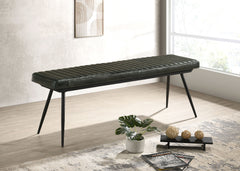 Best Furniture Outlet - Coaster - Misty Leather Upholstered Dining Bench Antique Espresso - 110653