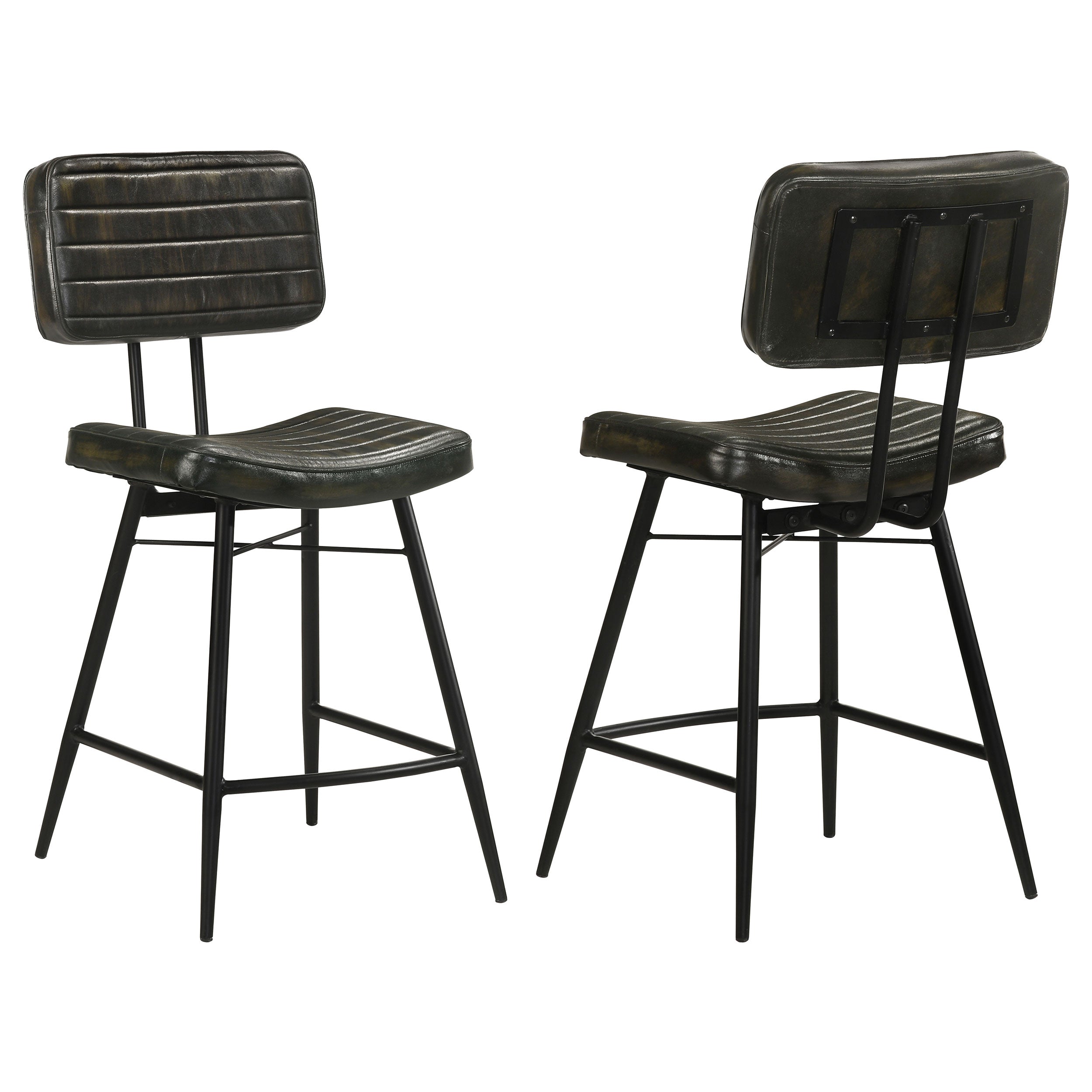 Best Furniture Outlet - Coaster - Partridge Leather Counter Chair Antique Espresso (Set of 2) - 110659