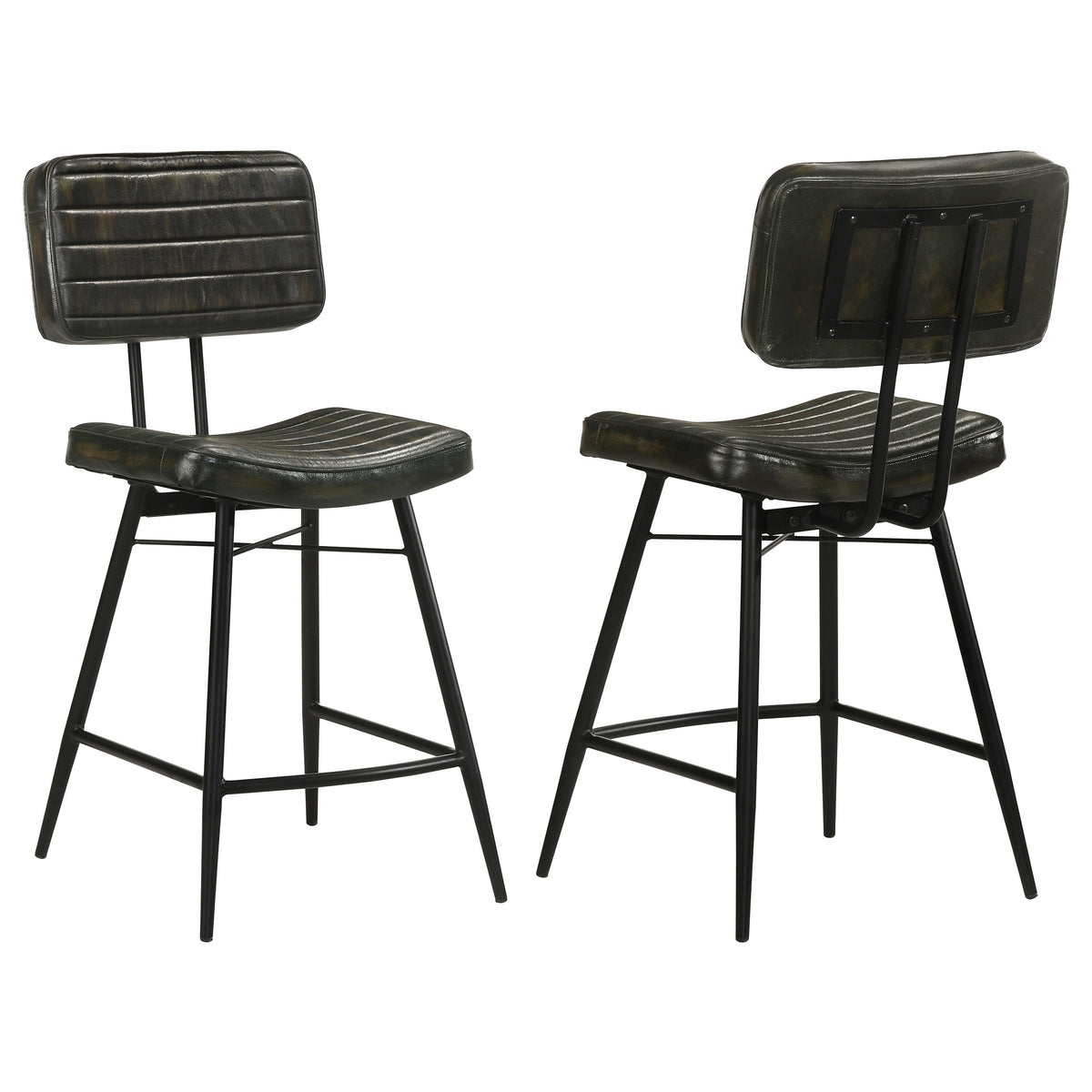 Best Furniture Outlet - Coaster - Partridge Leather Counter Chair Antique Espresso (Set of 2) - 110659