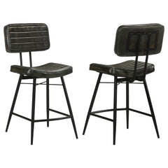 Best Furniture Outlet - Coaster - Partridge Leather Counter Chair Antique Espresso (Set of 2) - 110659