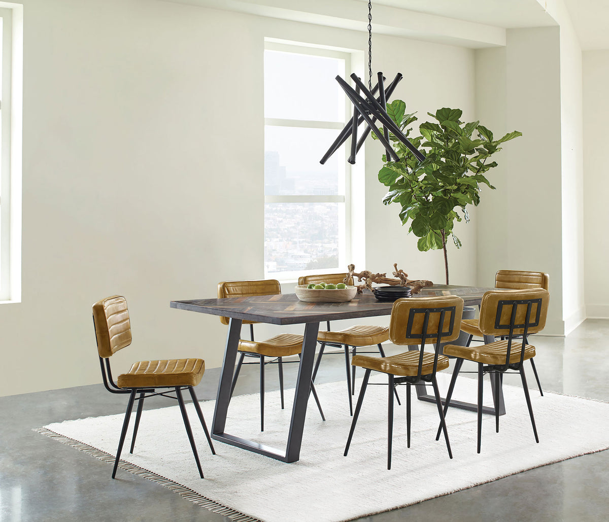 Best Furniture Outlet - Coaster - Misty 7-piece Rectangular Dining Set Sheesham and Camel - 110681-S7C