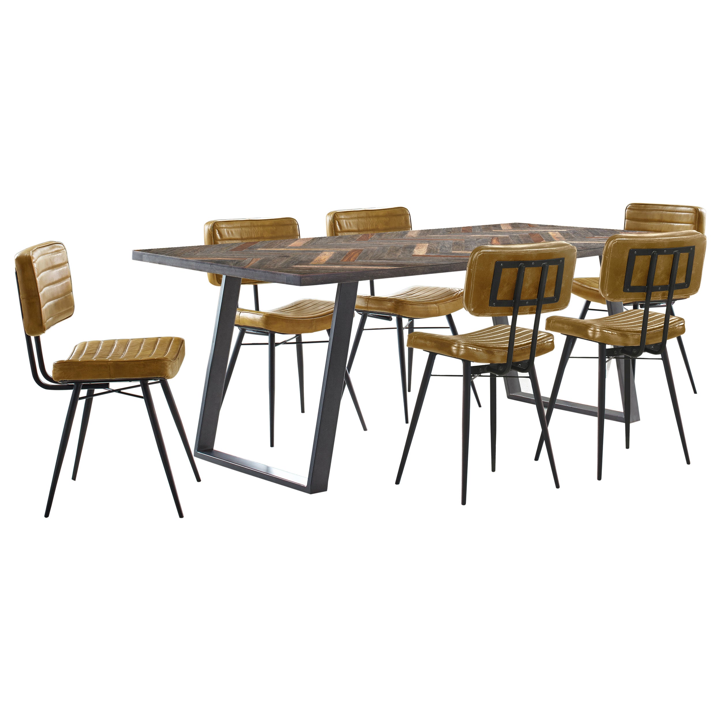 Misty 7-piece Rectangular Dining Set Sheesham and Camel