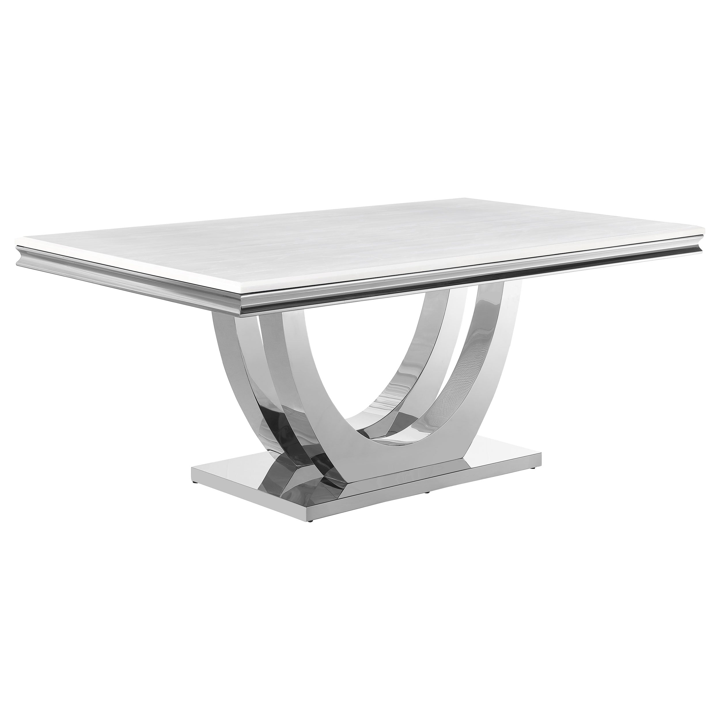 Best Furniture Outlet - Coaster - Kerwin Rectangular 71-inch Stone Top Dining Table White - 111101
