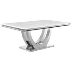 Best Furniture Outlet - Coaster - Kerwin Rectangular 71-inch Stone Top Dining Table White - 111101