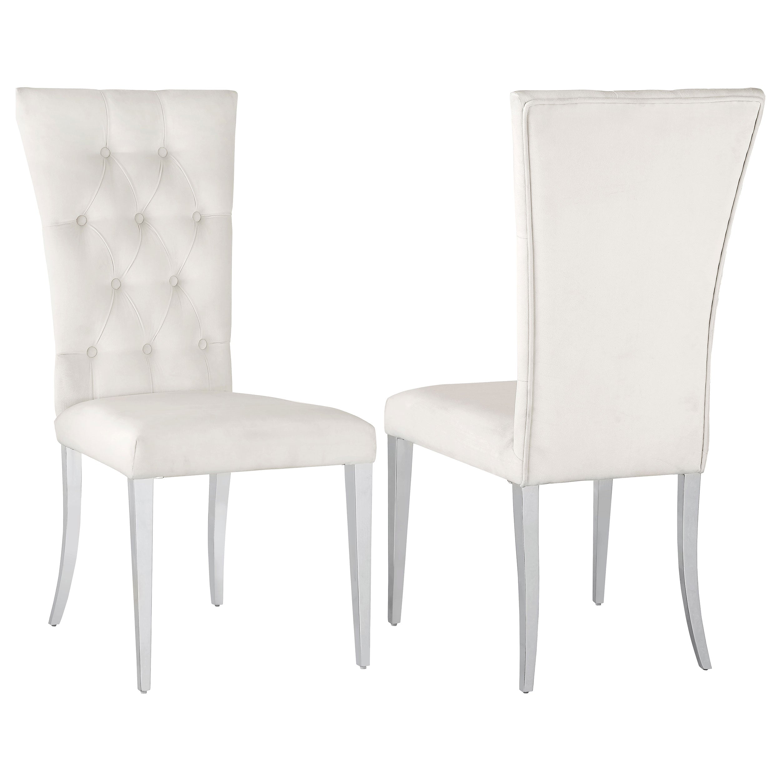 Best Furniture Outlet - Coaster - Kerwin Velvet Upholstered Dining Side Chair White (Set of 2) - 111102