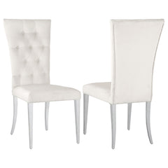 Best Furniture Outlet - Coaster - Kerwin Velvet Upholstered Dining Side Chair White (Set of 2) - 111102