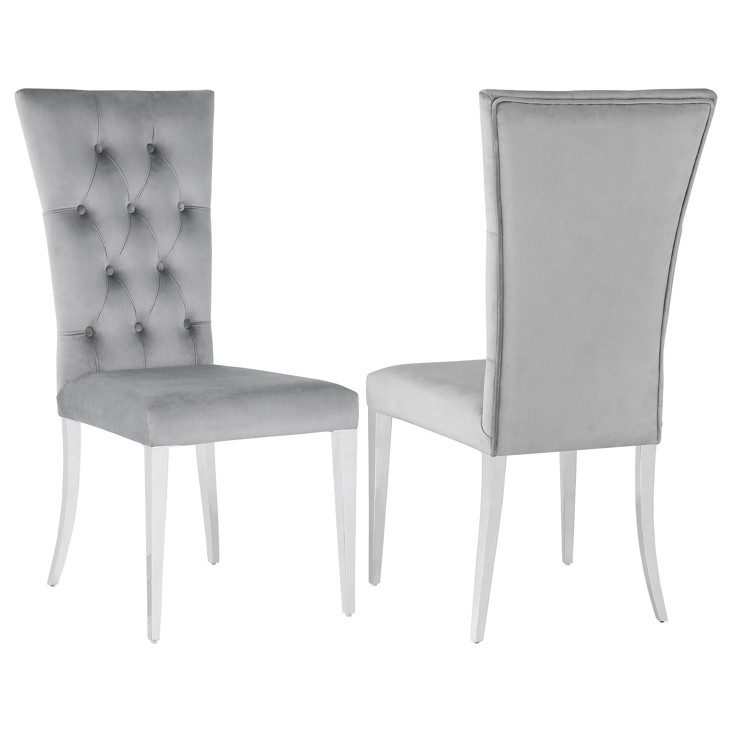 Best Furniture Outlet - Coaster - Kerwin Velvet Upholstered Dining Side Chair Grey (Set of 2) - 111103