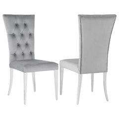 Best Furniture Outlet - Coaster - Kerwin Velvet Upholstered Dining Side Chair Grey (Set of 2) - 111103