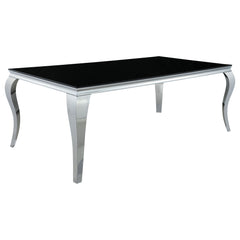 Carone 5-piece 81-inch Rectangular Black Glass Dining Set Grey