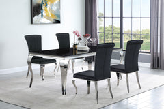 Best Furniture Outlet - Coaster - Carone 5-piece 81-inch Rectangular Black Glass Dining Set Black - 115071-S5