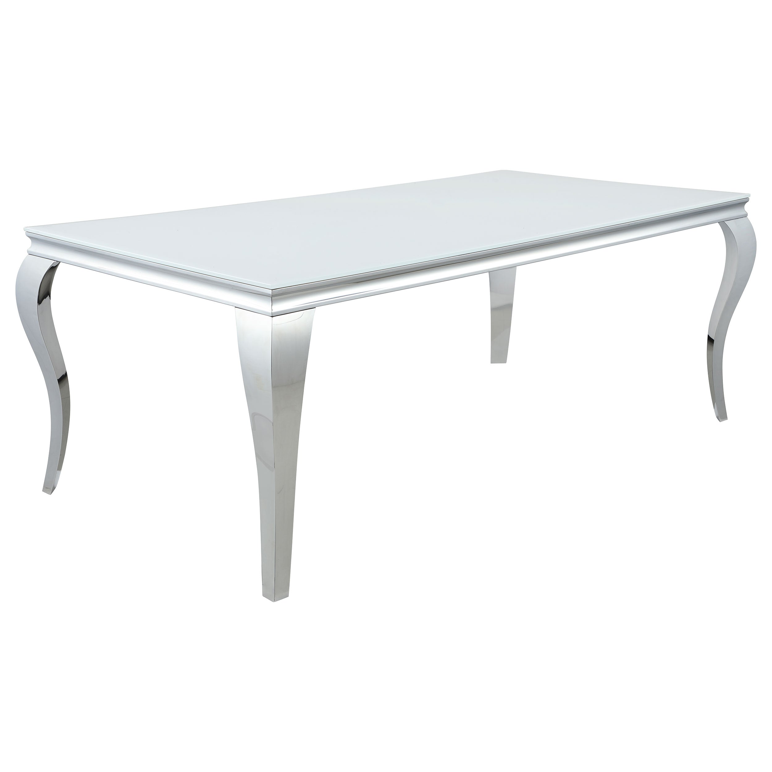 Best Furniture Outlet - Coaster - Carone Rectangular 81-inch Glass Top Dining Table White - 115081