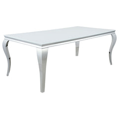 Best Furniture Outlet - Coaster - Carone Rectangular 81-inch Glass Top Dining Table White - 115081