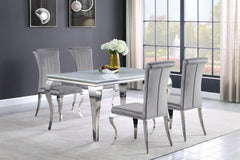 Best Furniture Outlet - Coaster - Carone 5-piece 61-inch Rectangular White Glass Dining Set Grey - 115091-S5G
