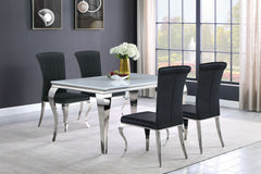 Best Furniture Outlet - Coaster - Carone 5-piece 61-inch Rectangular White Glass Dining Set Black - 115091-S5