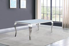 Best Furniture Outlet - Coaster - Carone Rectangular 61-inch Glass Top Dining Table White - 115091