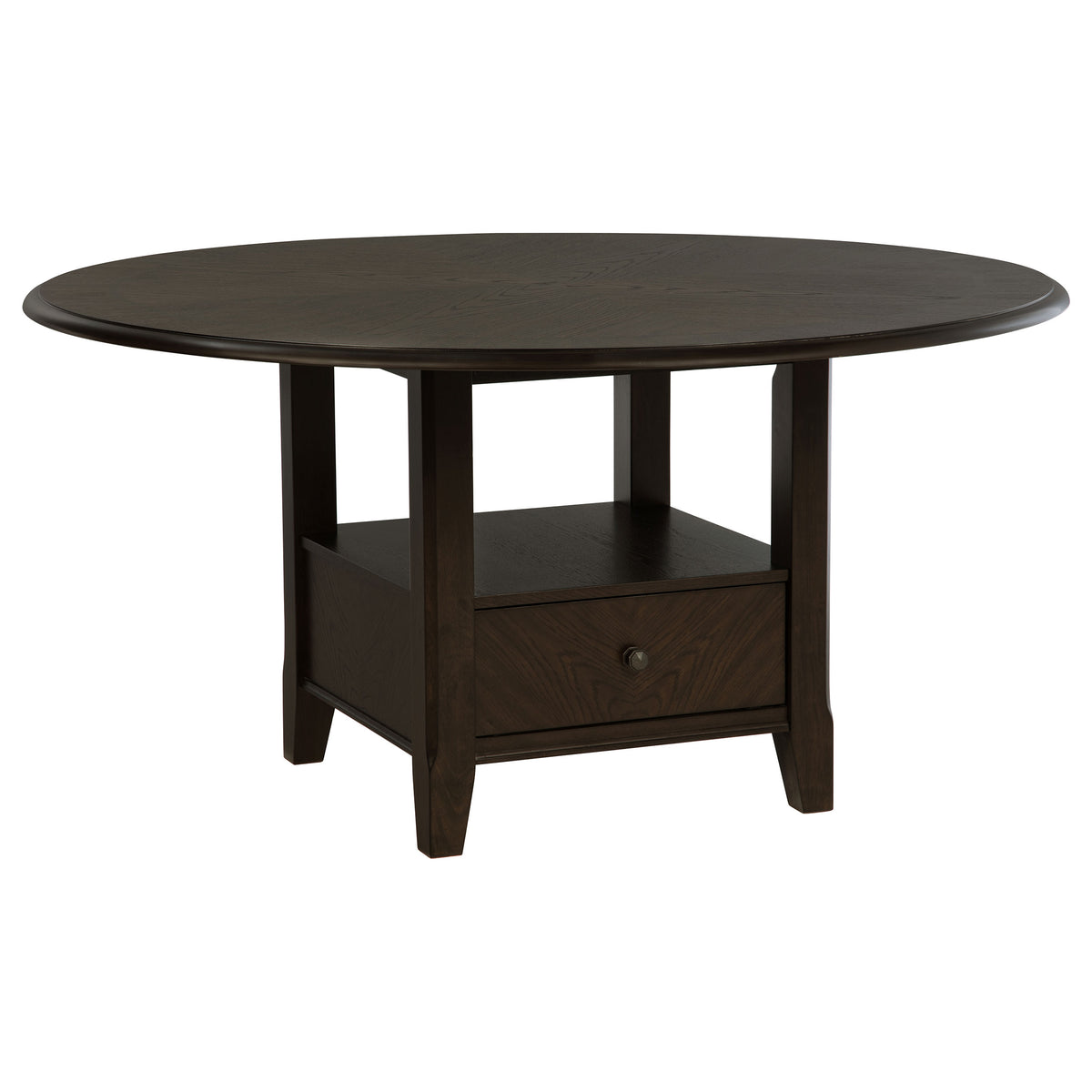 Best Furniture Outlet - Coaster - Twyla 60-inch Round Dining Table with Drawer Dark Cocoa - 115100