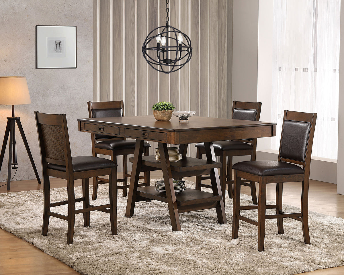 Best Furniture Outlet - Coaster - Dewey 5-piece Rectangular Dining Table Set Walnut - 115208-S5