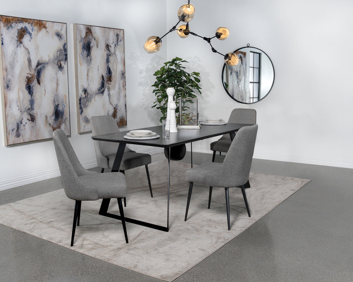 Best Furniture Outlet - Coaster - Smith 5-piece Rectangular Ceramic Top Dining Table Set Black - 115231-S5