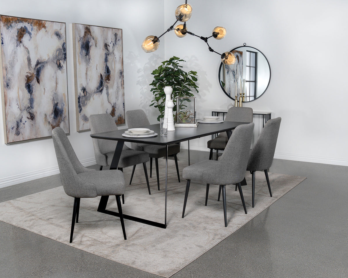 Best Furniture Outlet - Coaster - Smith 7-piece Rectangular Ceramic Top Dining Table Set Black - 115231-S7