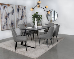 Best Furniture Outlet - Coaster - Smith 7-piece Rectangular Ceramic Top Dining Table Set Black - 115231-S7