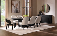 Best Furniture Outlet - Coaster - Leandro 9-piece Rectangular Dining Table Set Burnished Black - 115391-S9