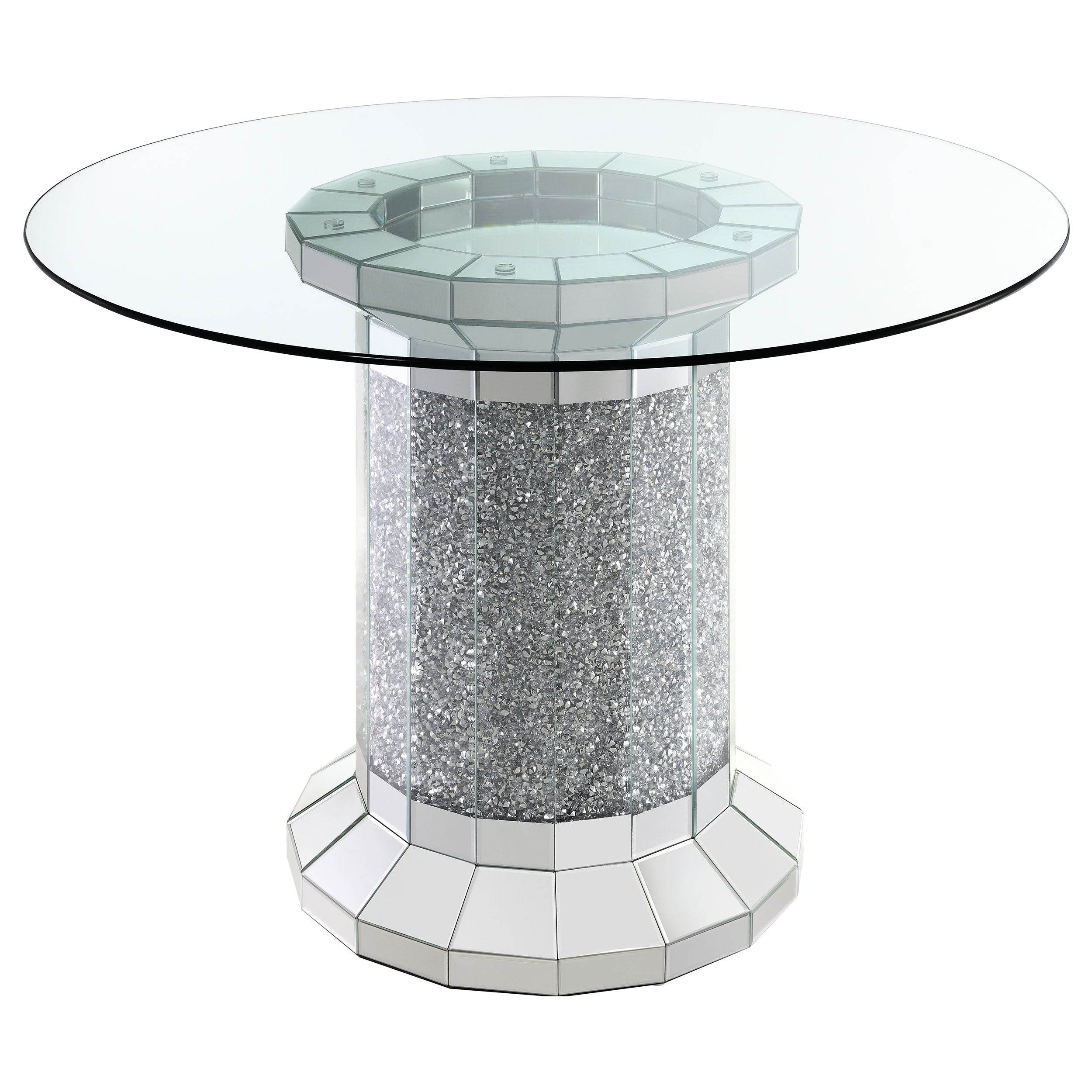 Best Furniture Outlet - Coaster - Ellie 52-inch Glass Top Counter Height Dining Table Silver - 115558