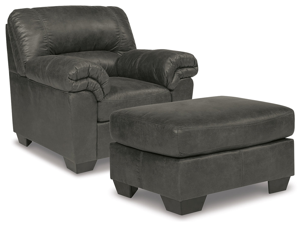 Best Furniture Outlet - Ashley Furniture - Bladen Chair and Ottoman - Chair and Ottoman / Slate - 12021U3