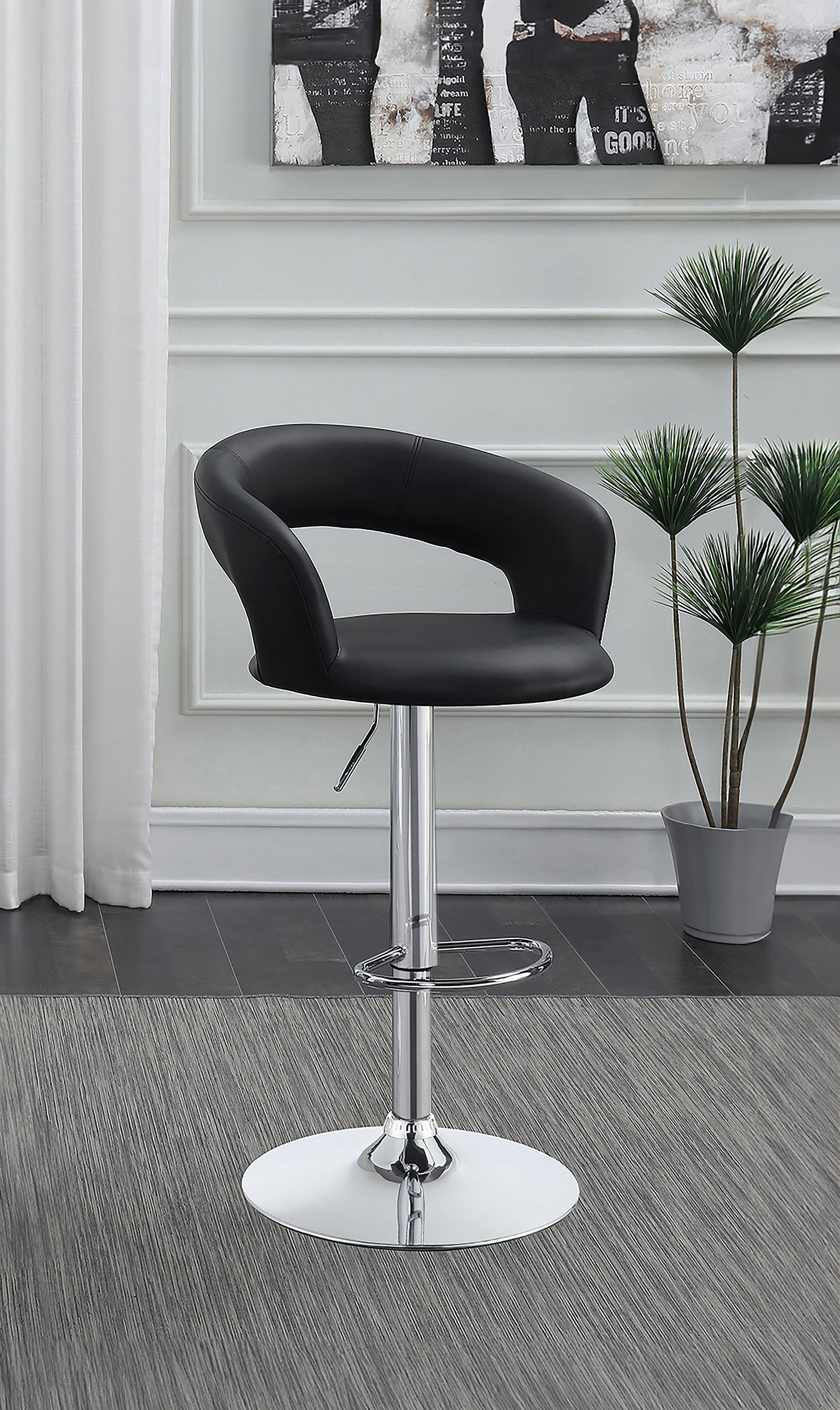 Barraza 29-inch Adjustable Height Bar Stool Black and Chrome