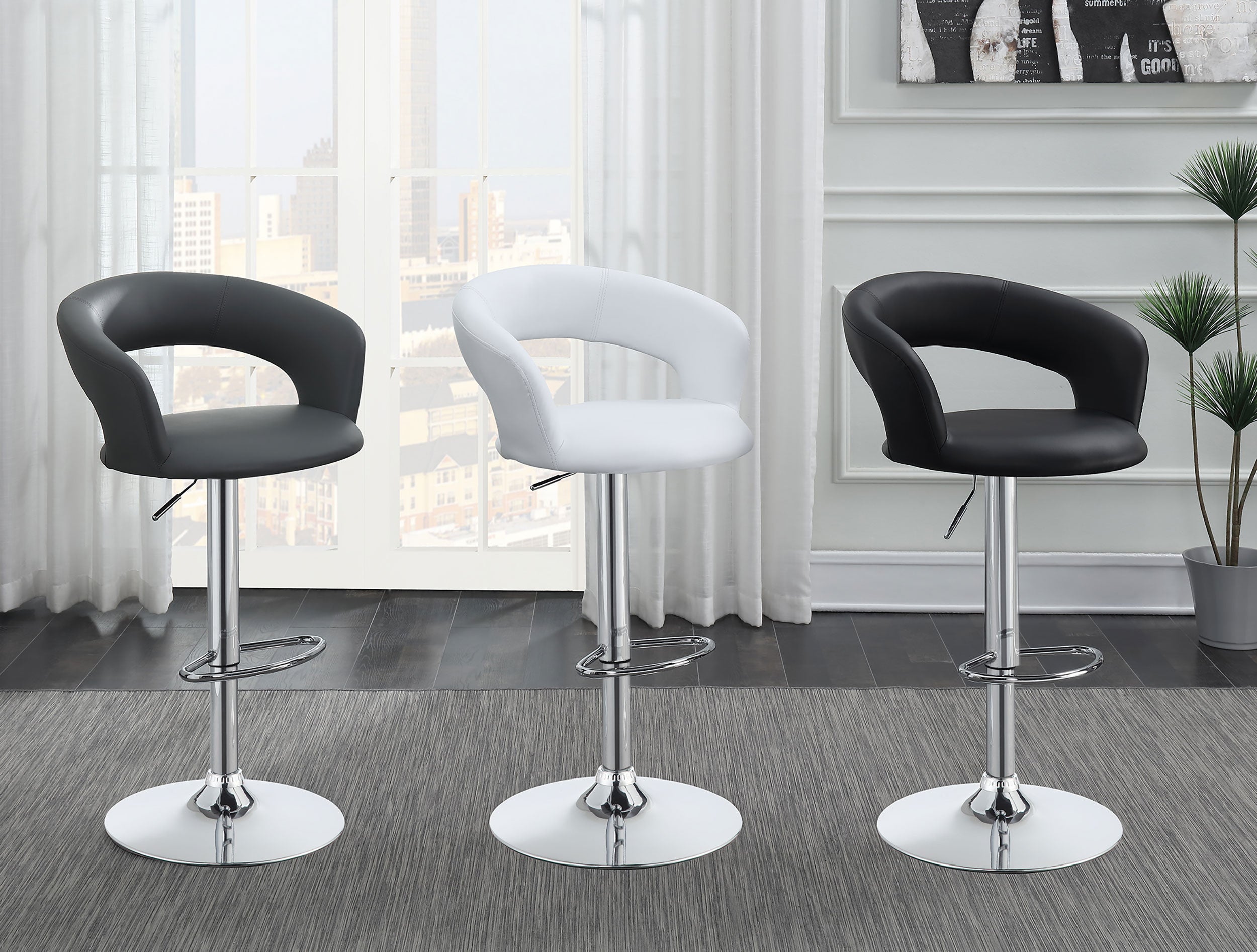 Barraza 29-inch Adjustable Height Bar Stool Black and Chrome