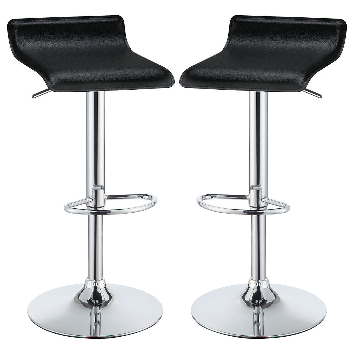 Best Furniture Outlet - Coaster - Bidwell Upholstered Adjustable Bar Stool Black (Set of 2) - 120390