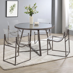 Best Furniture Outlet - Coaster - Jillian 5-piece Round Mirror Top Dining Set Black Nickel - 120630-S5