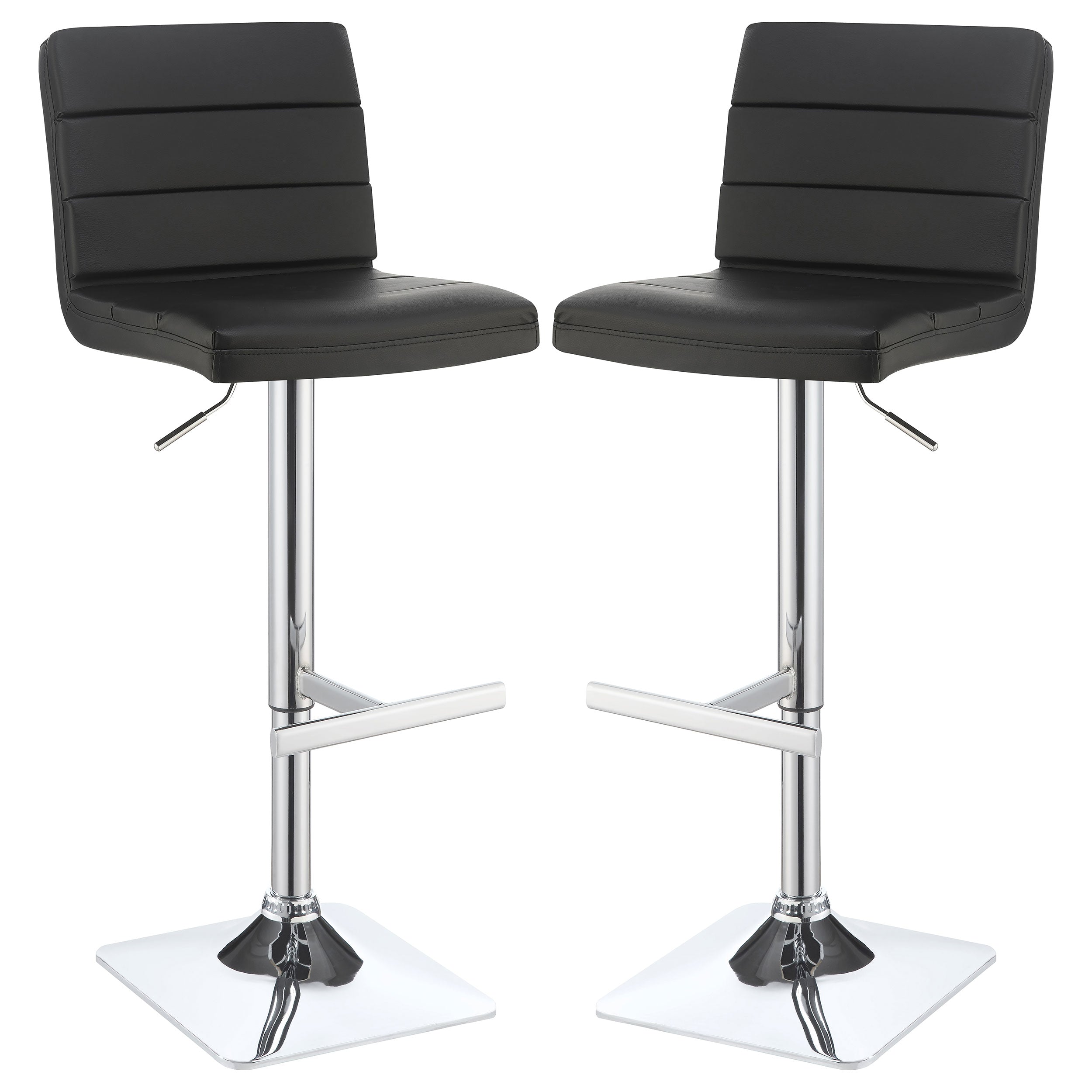 Best Furniture Outlet - Coaster - Bianca Upholstered Adjustable Bar Stool Black (Set of 2) - 120695