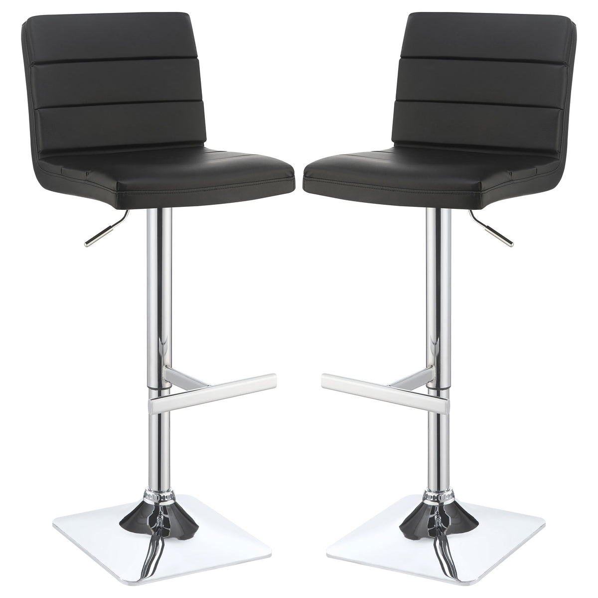Best Furniture Outlet - Coaster - Bianca Upholstered Adjustable Bar Stool Black (Set of 2) - 120695