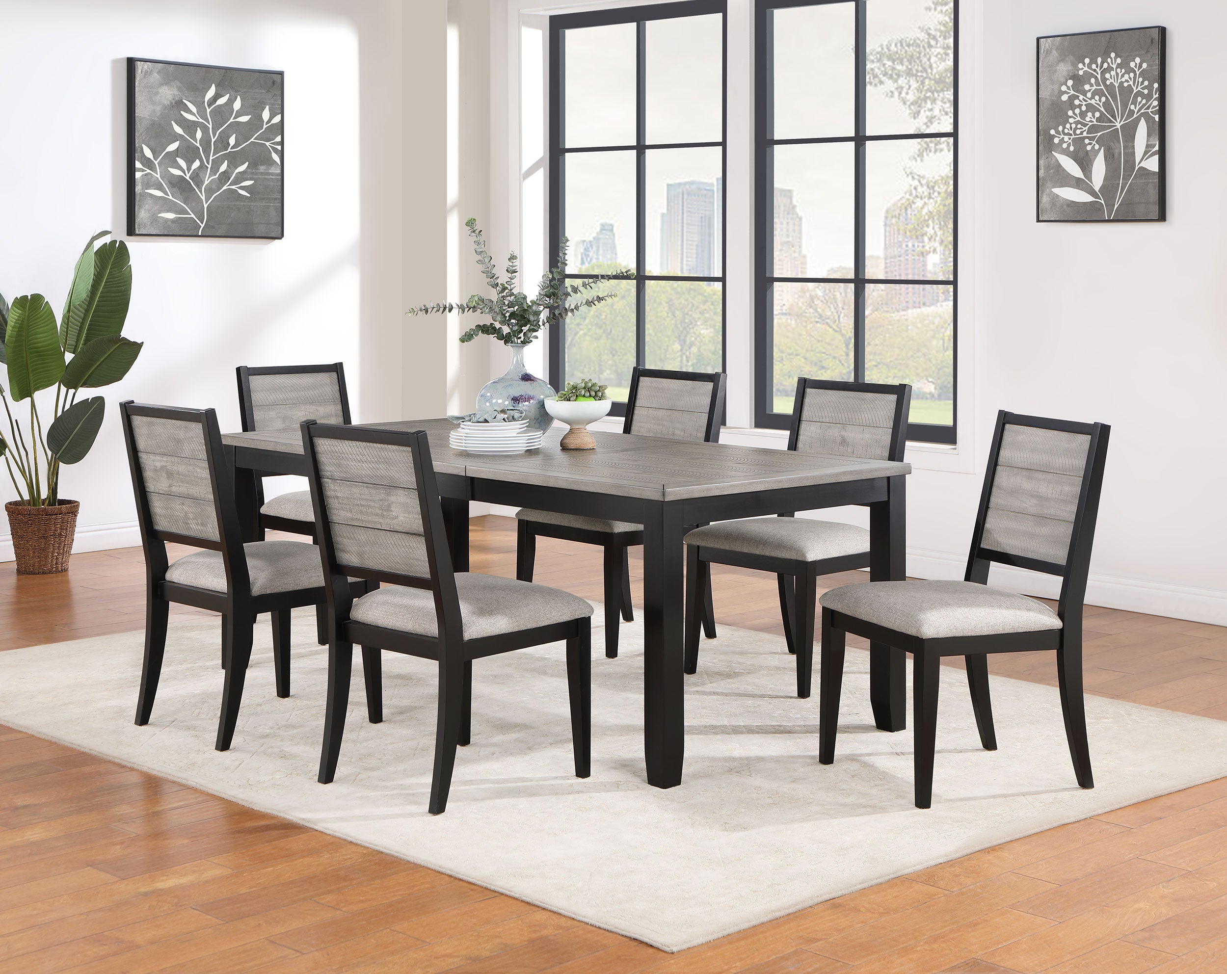 Best Furniture Outlet - Coaster - Elodie 7-piece Rectangular Extension Leaf Dining Set Black - 121221-S7