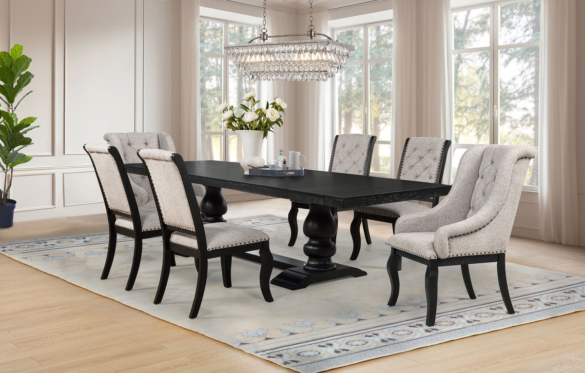 Best Furniture Outlet - Coaster - Phelps 7-piece Rectangular Dining Table Set Distressed Noir - 121231-S7A
