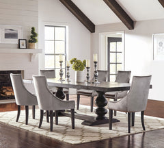 Best Furniture Outlet - Coaster - Phelps 7-piece Rectangular Dining Table Set Distressed Noir - 121231-S7G