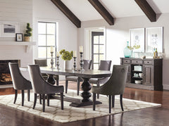 Best Furniture Outlet - Coaster - Phelps 8-piece Rectangular Dining Table Set Distressed Noir - 121231-S8G