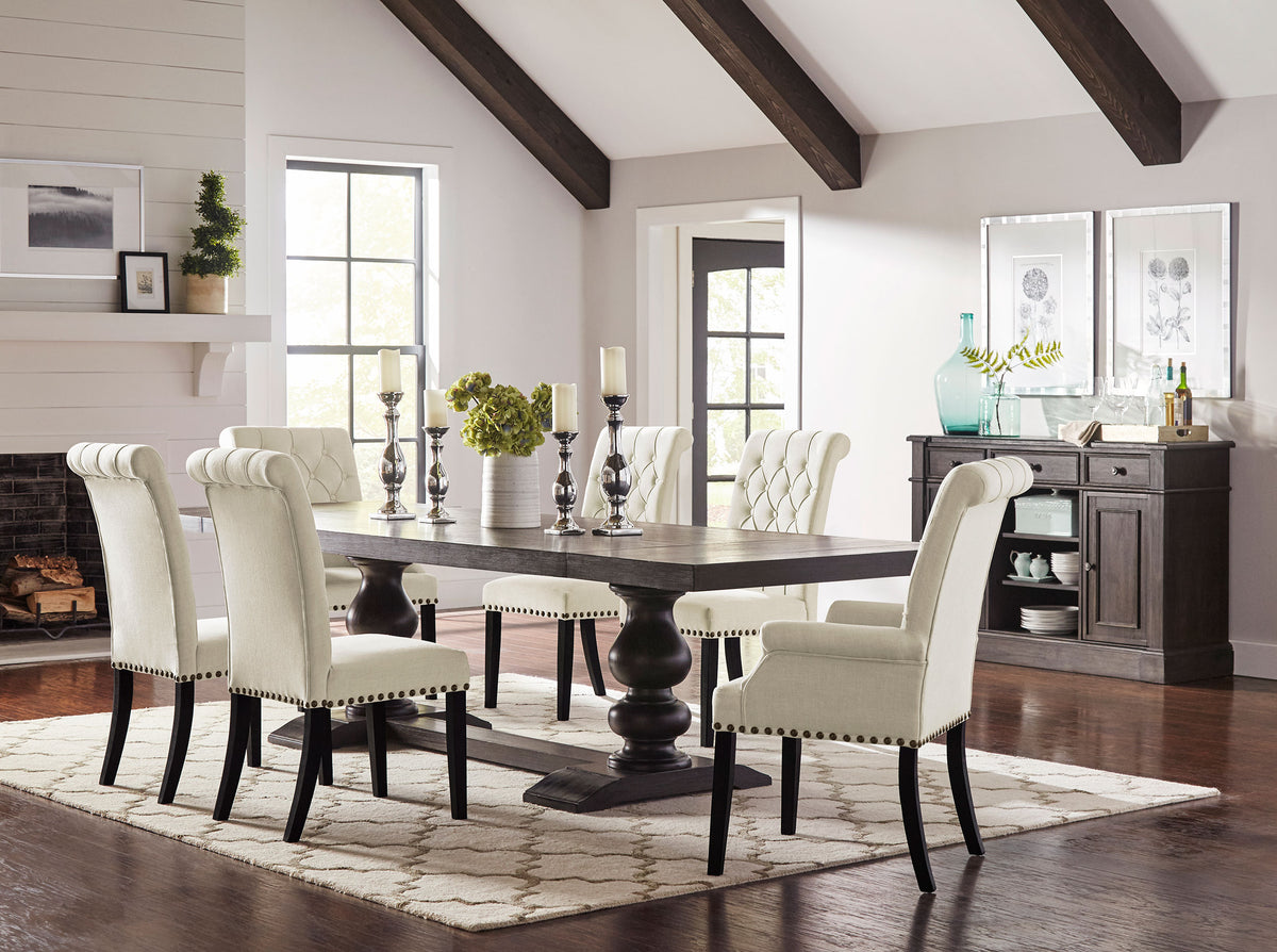 Best Furniture Outlet - Coaster - Phelps 8-piece Rectangular Dining Table Set Distressed Noir - 121231-S8
