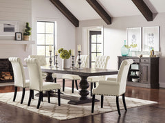Best Furniture Outlet - Coaster - Phelps 8-piece Rectangular Dining Table Set Distressed Noir - 121231-S8