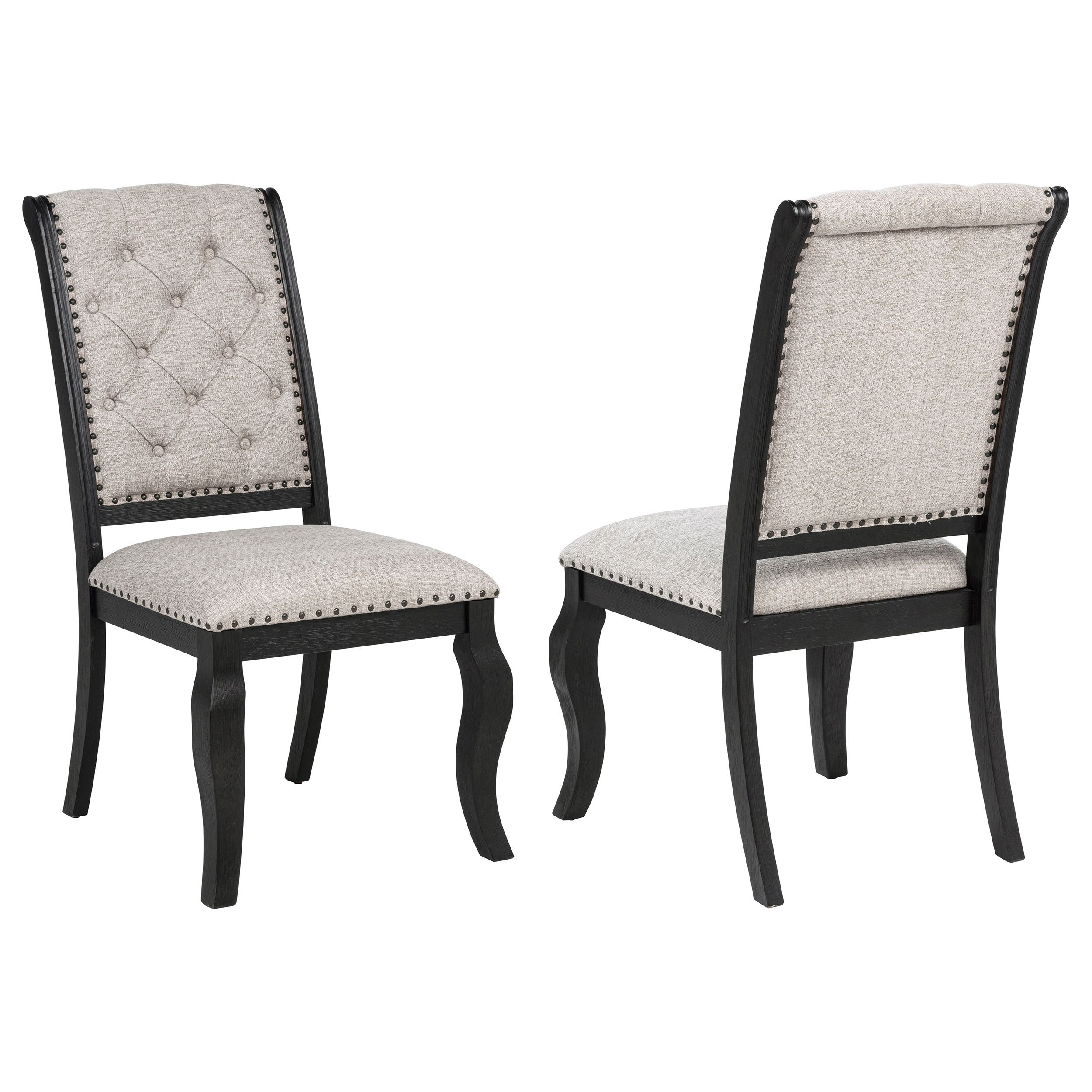 Best Furniture Outlet - Coaster - Phelps Upholstered Dining Side Chair Tan Distressed Noir (Set of 2) - 121232