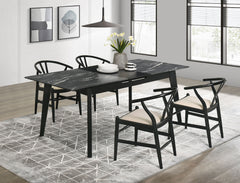 Best Furniture Outlet - Coaster - Crestmont 5-piece Extension Leaf Dining Table Set Black - 121251-S5