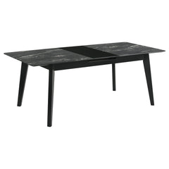 Best Furniture Outlet - Coaster - Crestmont 78-inch Extension Dining Table Black Faux Marble - 121251