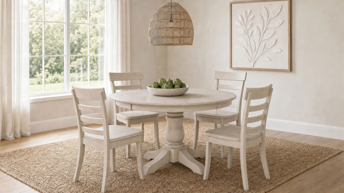 Best Furniture Outlet - Coaster - Orrison 5-piece Oval 62-inch Extension Leaf Dining Set Linen - 121261-S5