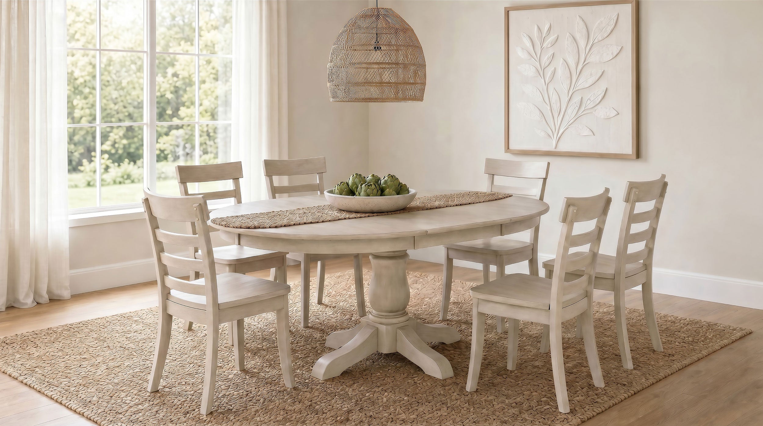Best Furniture Outlet - Coaster - Orrison 7-piece Oval 62-inch Extension Leaf Dining Set Linen - 121261-S7