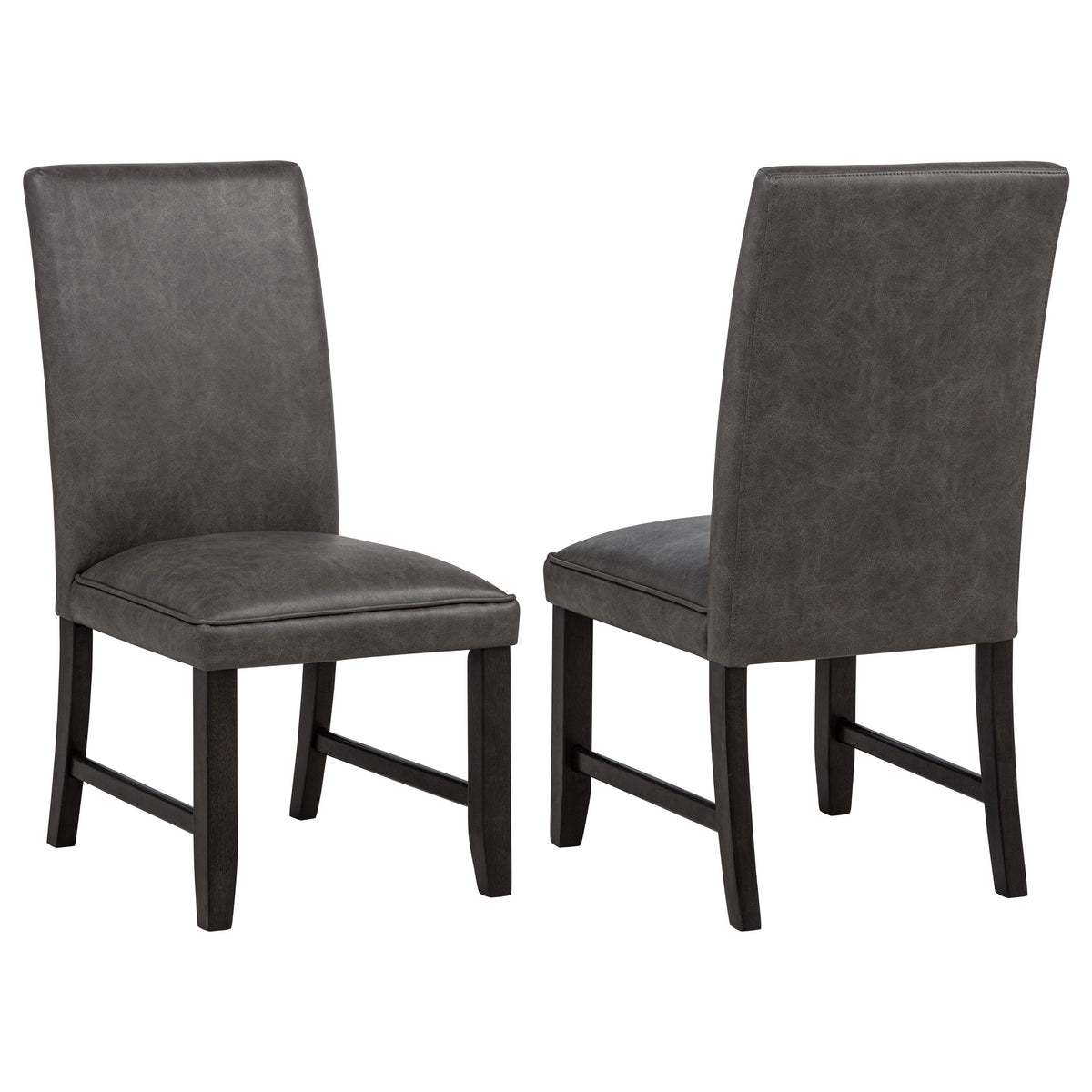 Best Furniture Outlet - Coaster - Averill Faux Leatherette Upholstered Dining Side Chair Dark Grey (Set of 2) - 121292GRY