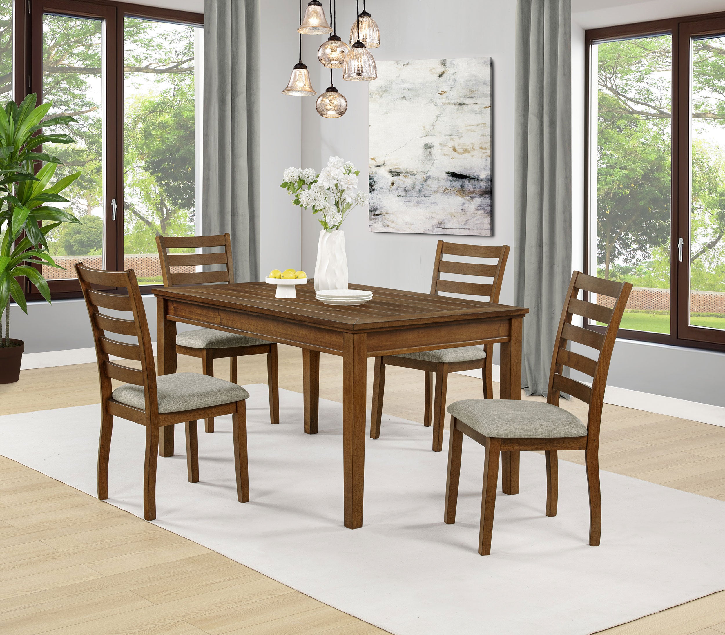 Best Furniture Outlet - Coaster - Atwood 5-piece Rectangular Wood Dining Set Warm Brown - 121761-S5