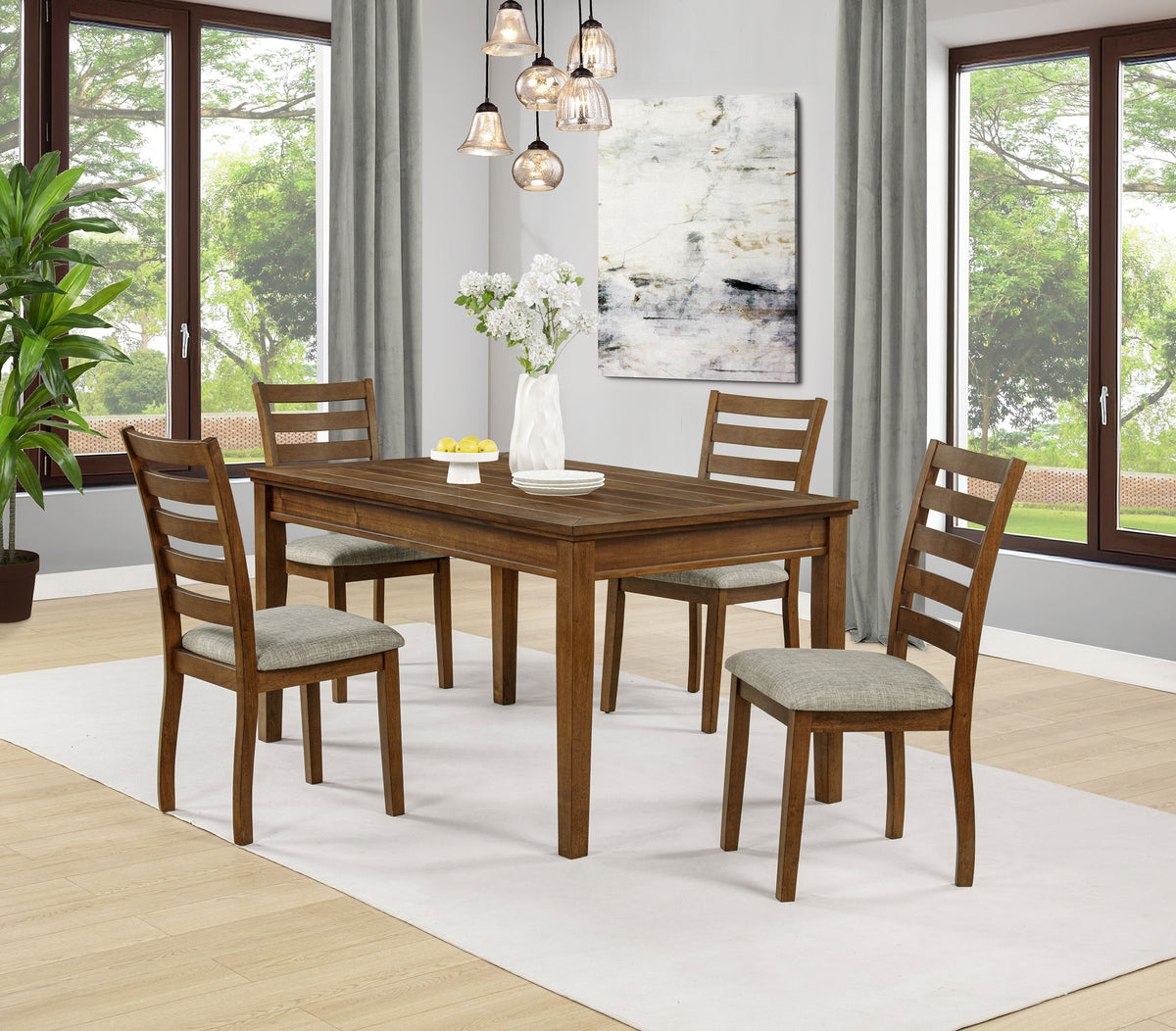 Best Furniture Outlet - Coaster - Atwood 5-piece Rectangular Wood Dining Set Warm Brown - 121761-S5